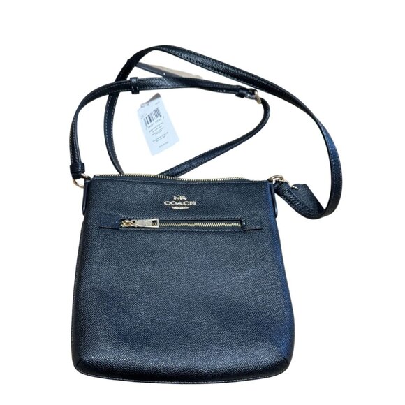 NWT Coach Crossbody Purse Mini Rowan File Bag Black Pebble Leather Authenticated - Picture 1 of 6